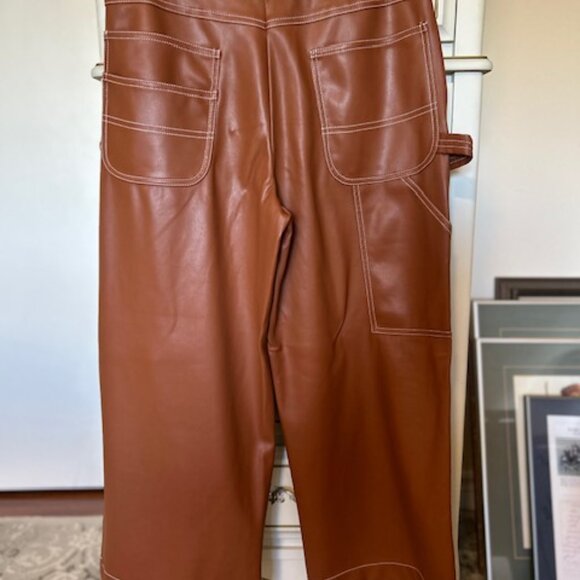 Staud natural brown faux-leather pants in size 8. - Picture 4 of 6